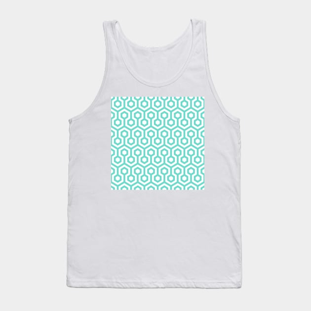 Geometric Pattern: Looped Hexagons: Blue Tank Top by Red Wolf